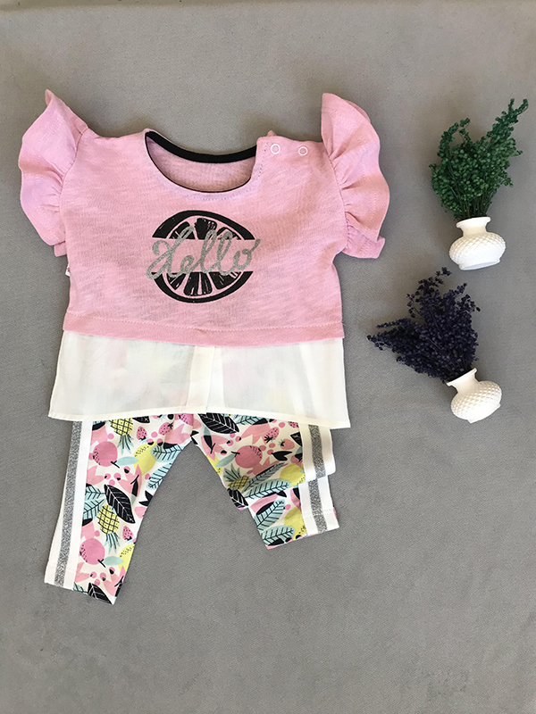 Kız Bebek Çiçek Desenli Taytlı Takım
