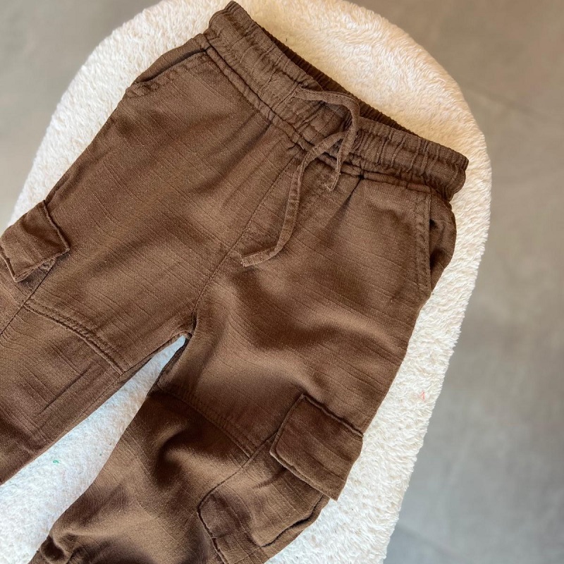 Kargo Cepli Keten Pantolon görsel 3