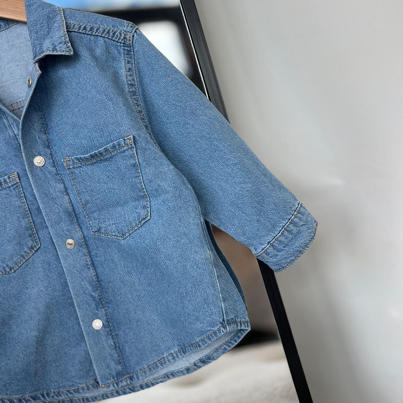 Unısex Oversize Denim gömlek görsel 3