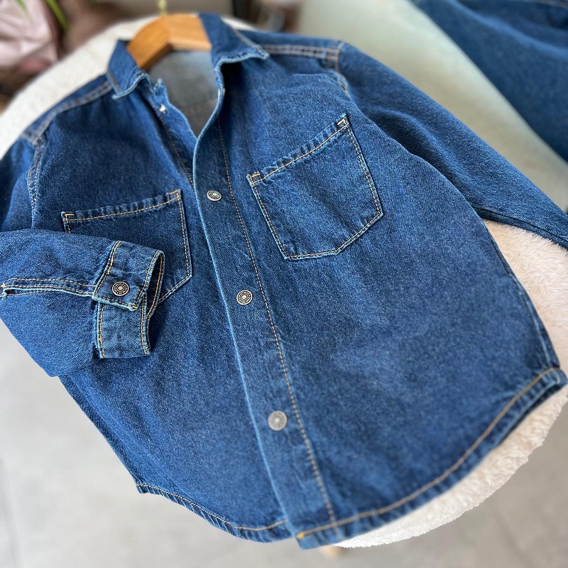 Unisex Oversize Denim Gömlek görsel 2