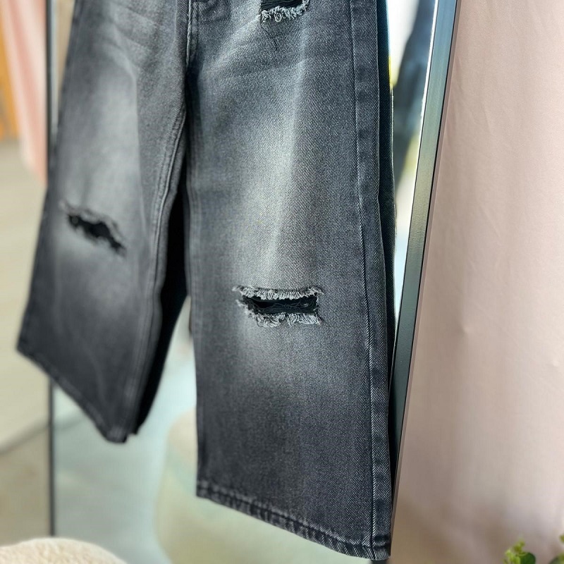Yırtık Wideleg Jean Pantolon görsel 2