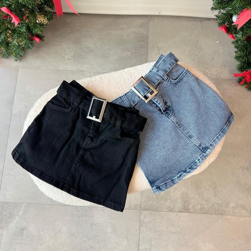 Ultra Esnek Kemerli Denim Etek
