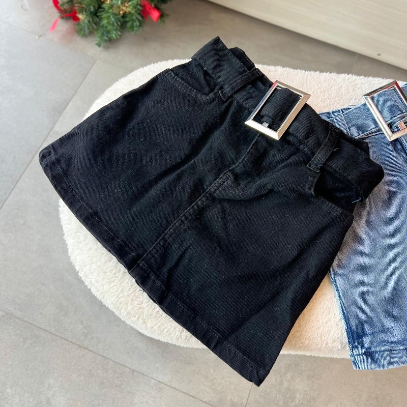 Ultra Esnek Kemerli Denim Etek görsel 3