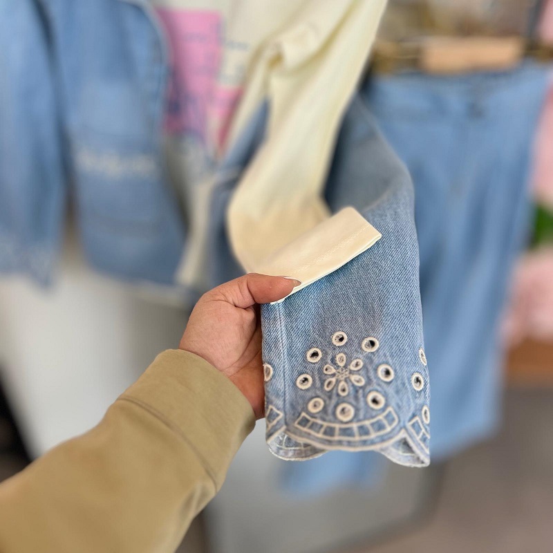 Fisto İşlemeli 3'lü Denim Takım görsel 4