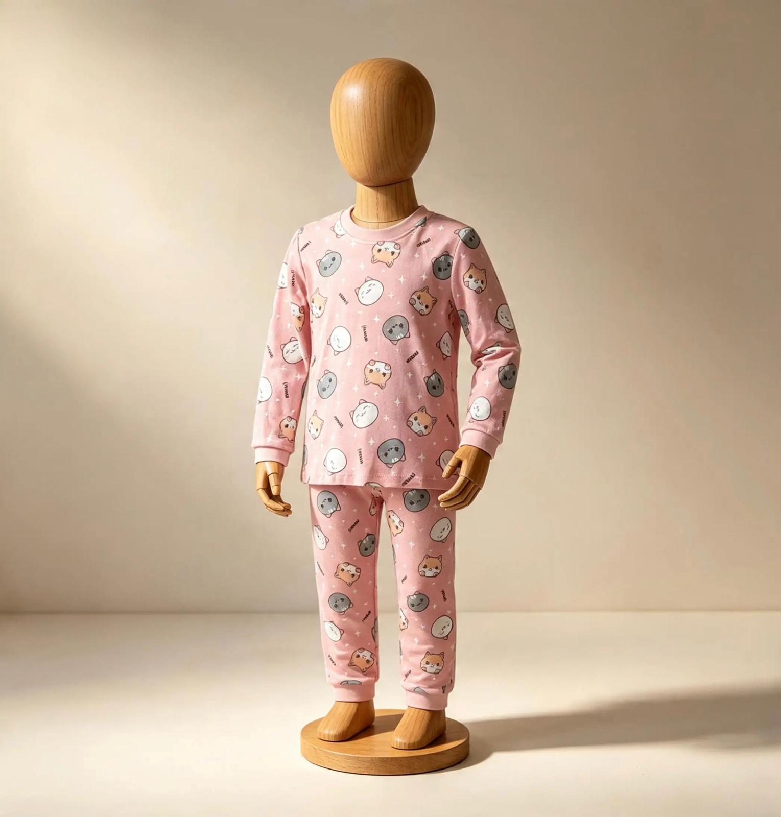 Kız Çocuk Kedi Desen Pijama