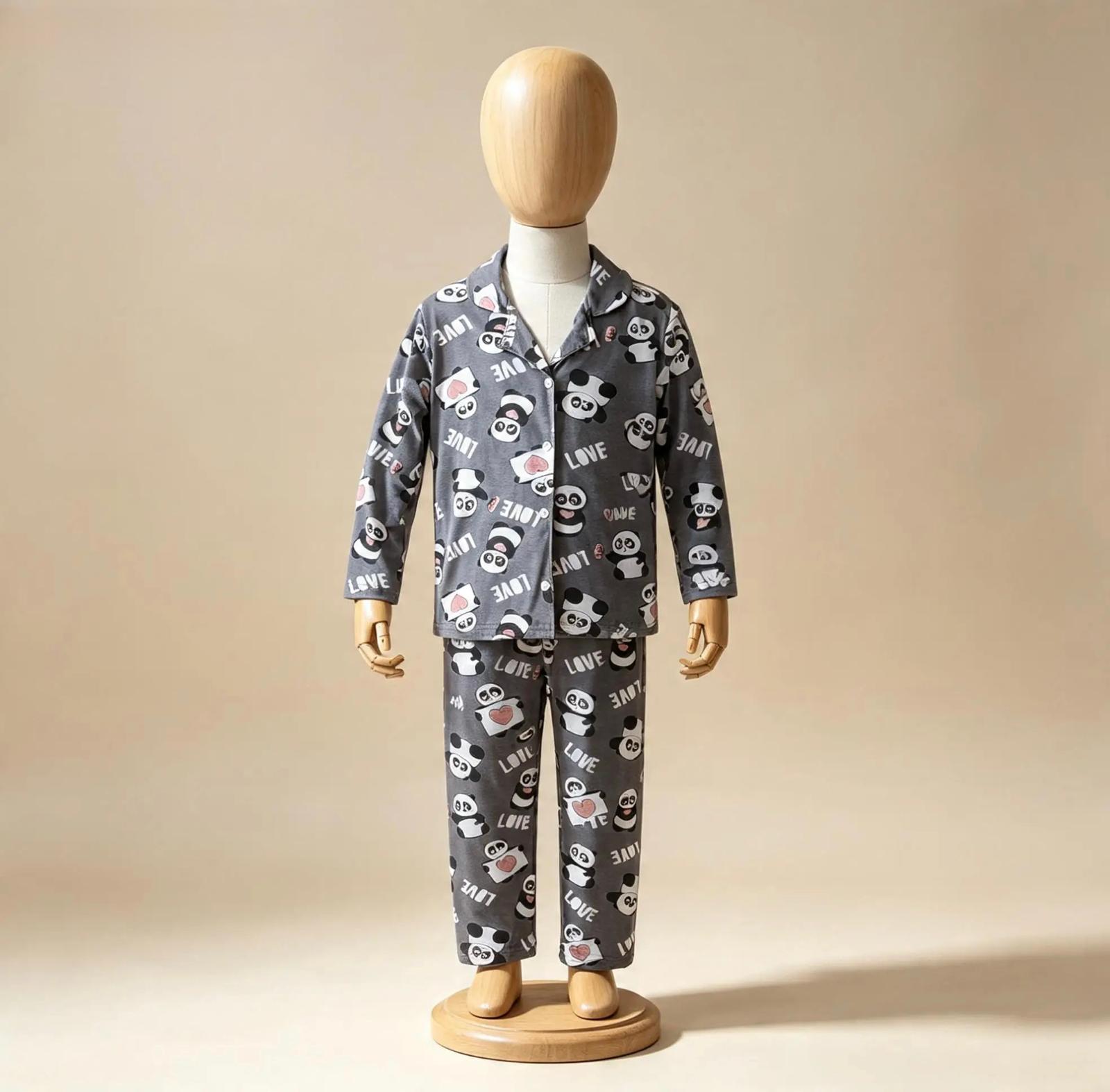 Pandalı gri pijama takımı