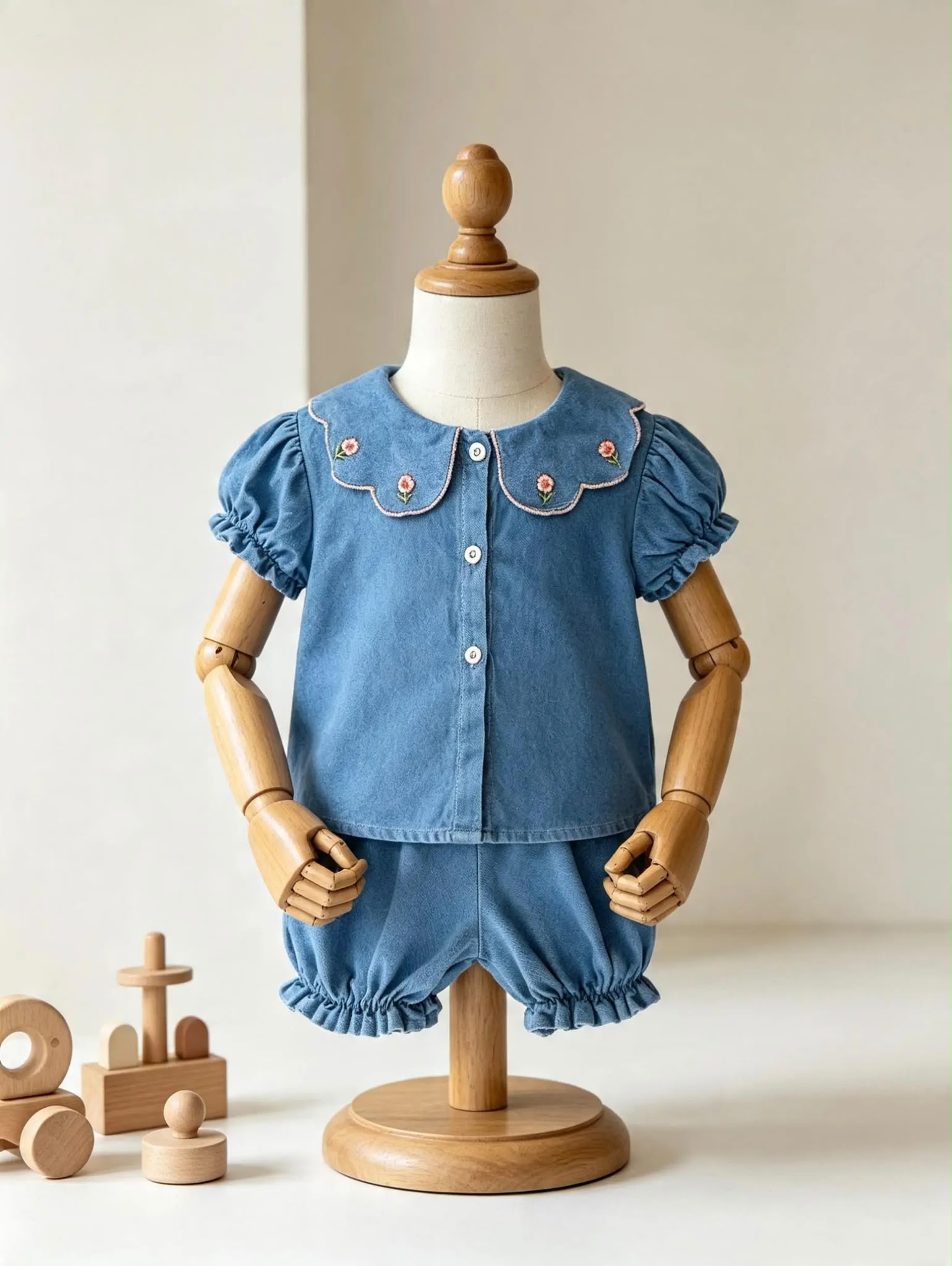 Kız Bebek Yaka Detaylı Takım