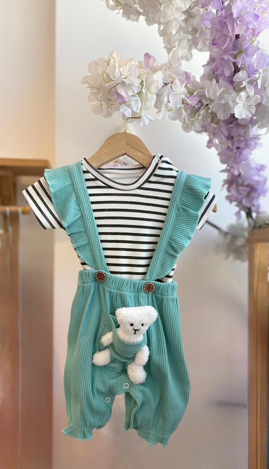 Kız Bebek Ayıcıklı Salopet Takım