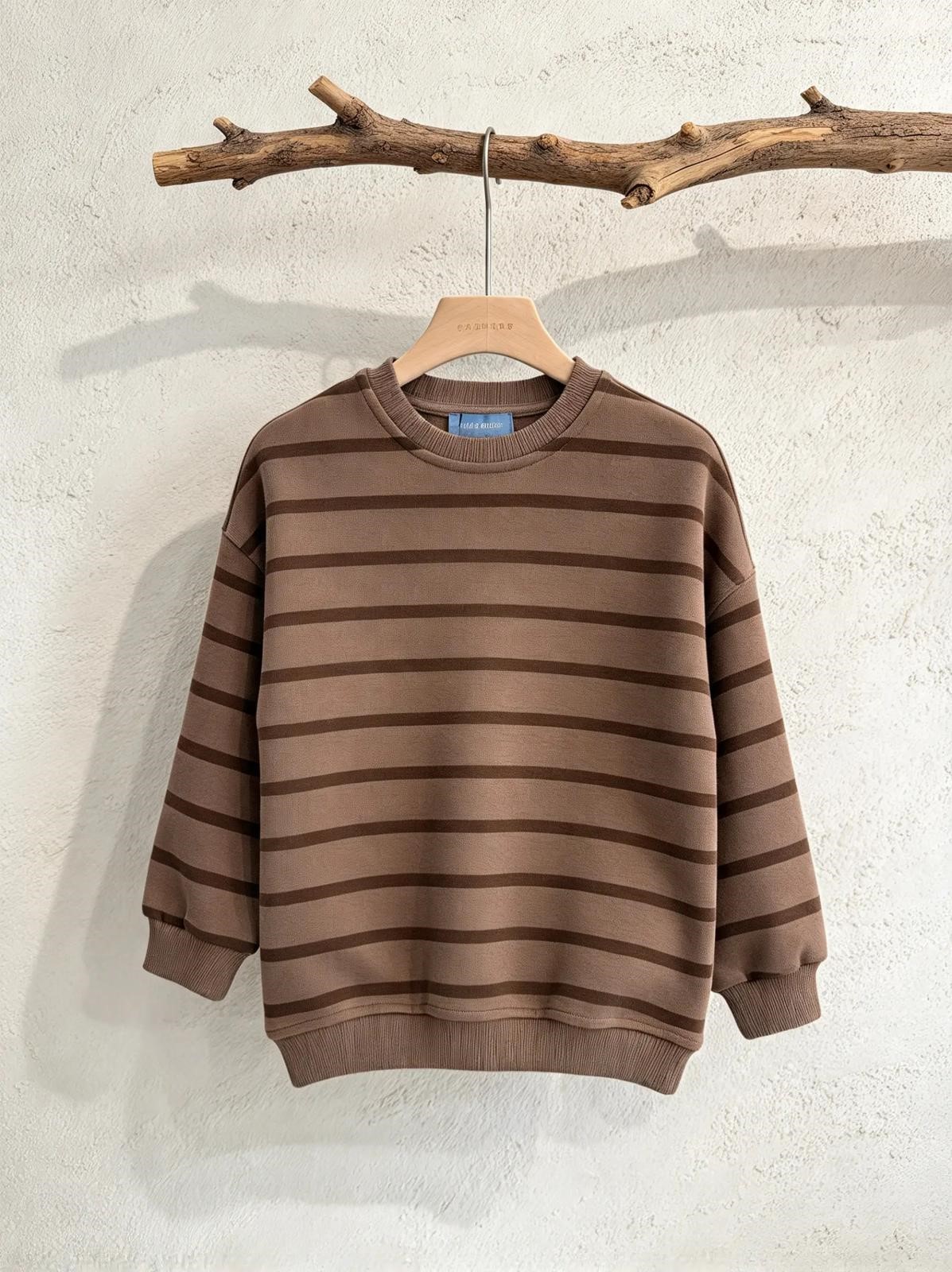 Unisex Çizgili Sweat