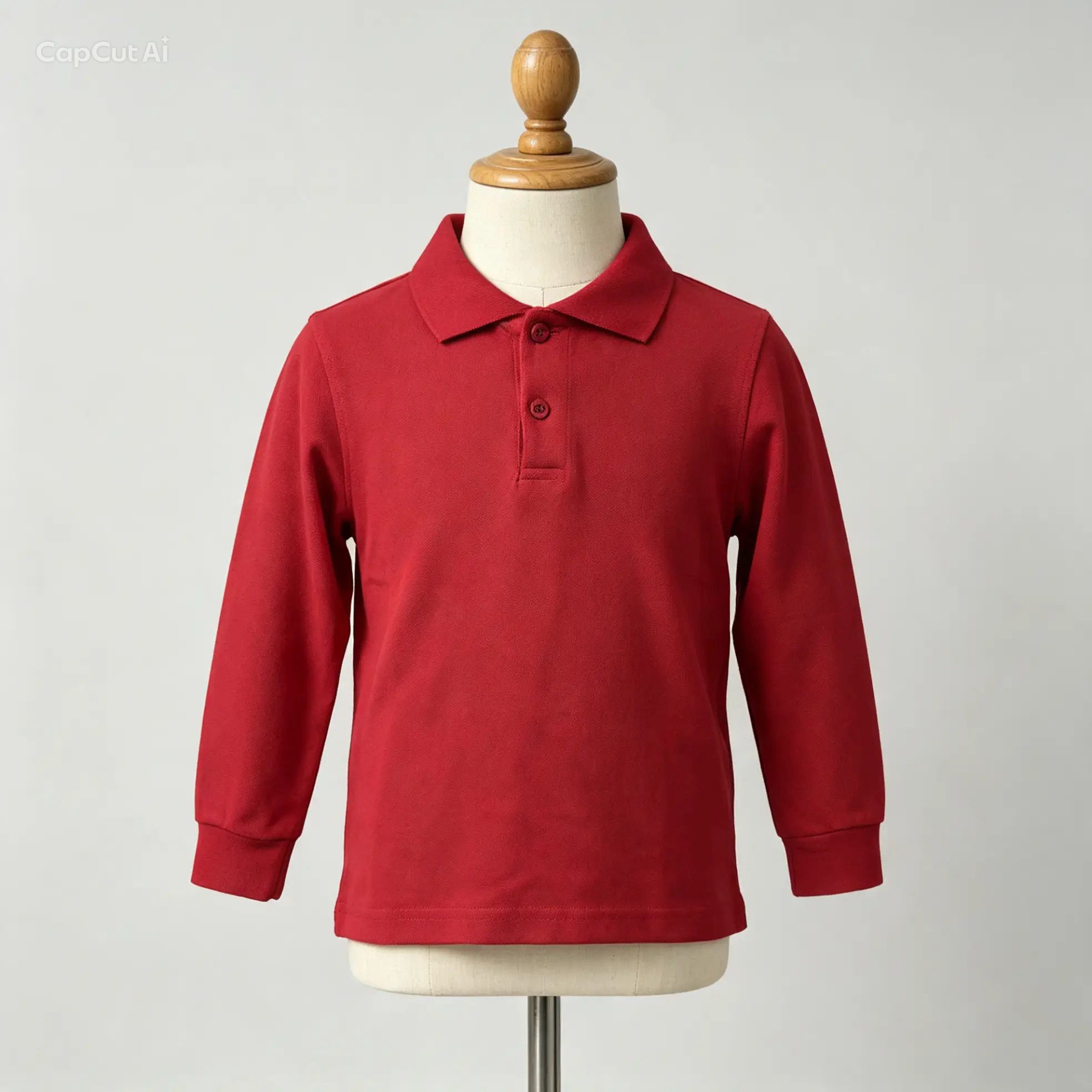 Unisex Kırmızı Uzun Kollu Yakalı Bluz
