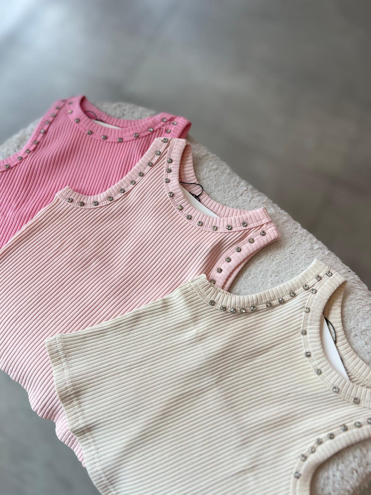 Fitilli Taşlı Basic Crop Top görsel 3