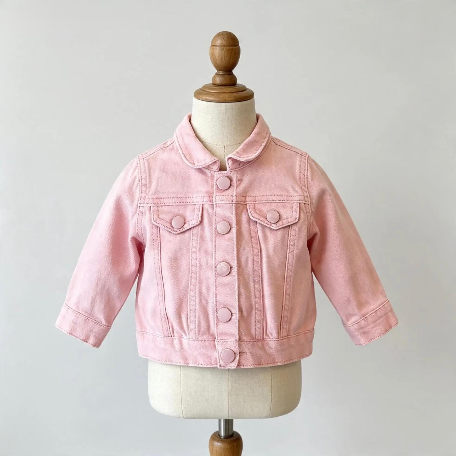 Kalp Düğme Detaylı Denim Ceket