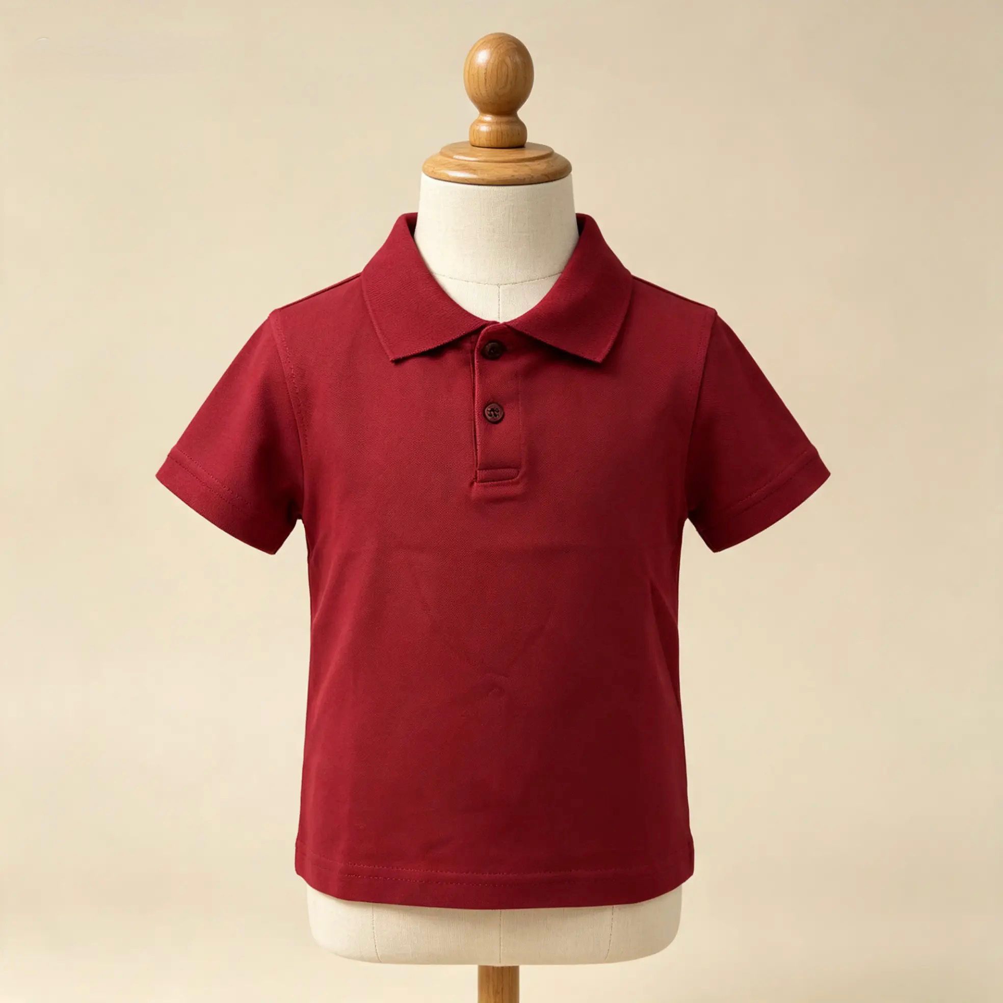 Unisex Bordo Kısa Kollu Yakalı Tişört
