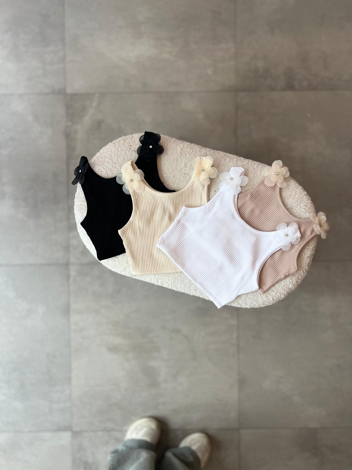Fitilli Çiçekli Crop Top