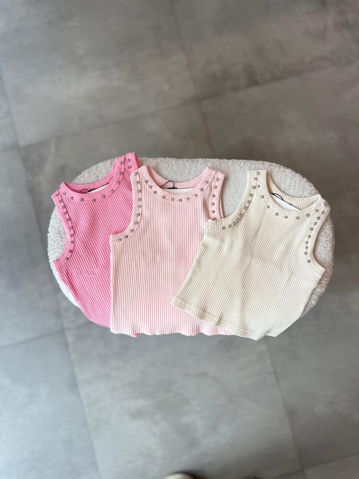 Fitilli Taşlı Basic Crop Top görsel 2