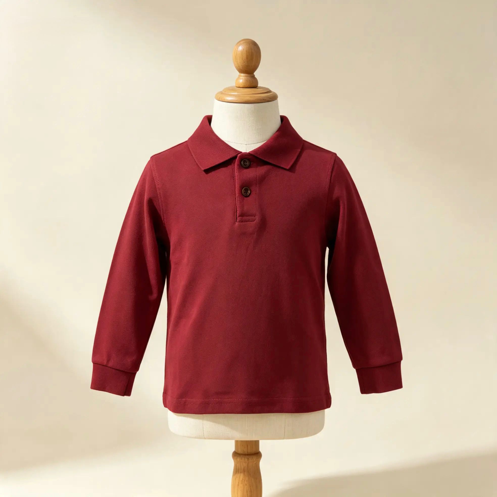 Unisex Bordo Uzun Kollu Yakalı Bluz