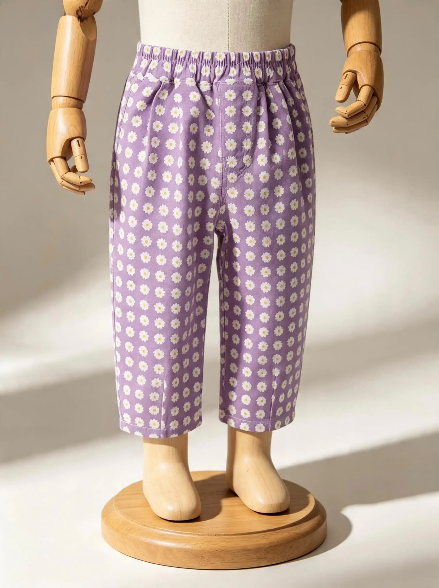Kız Çocuk Mor Papatyalı Balon Jean Pantolon