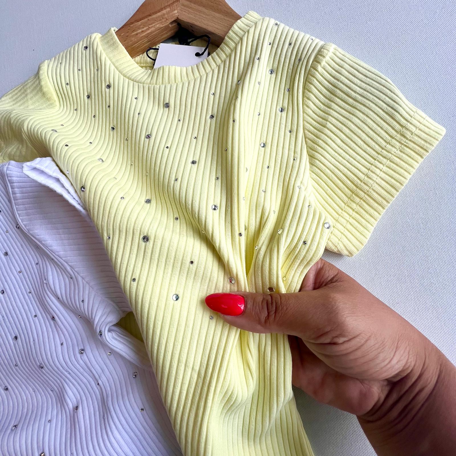 Kız Çocuk Fitilli Taşlı Tişört görsel 3