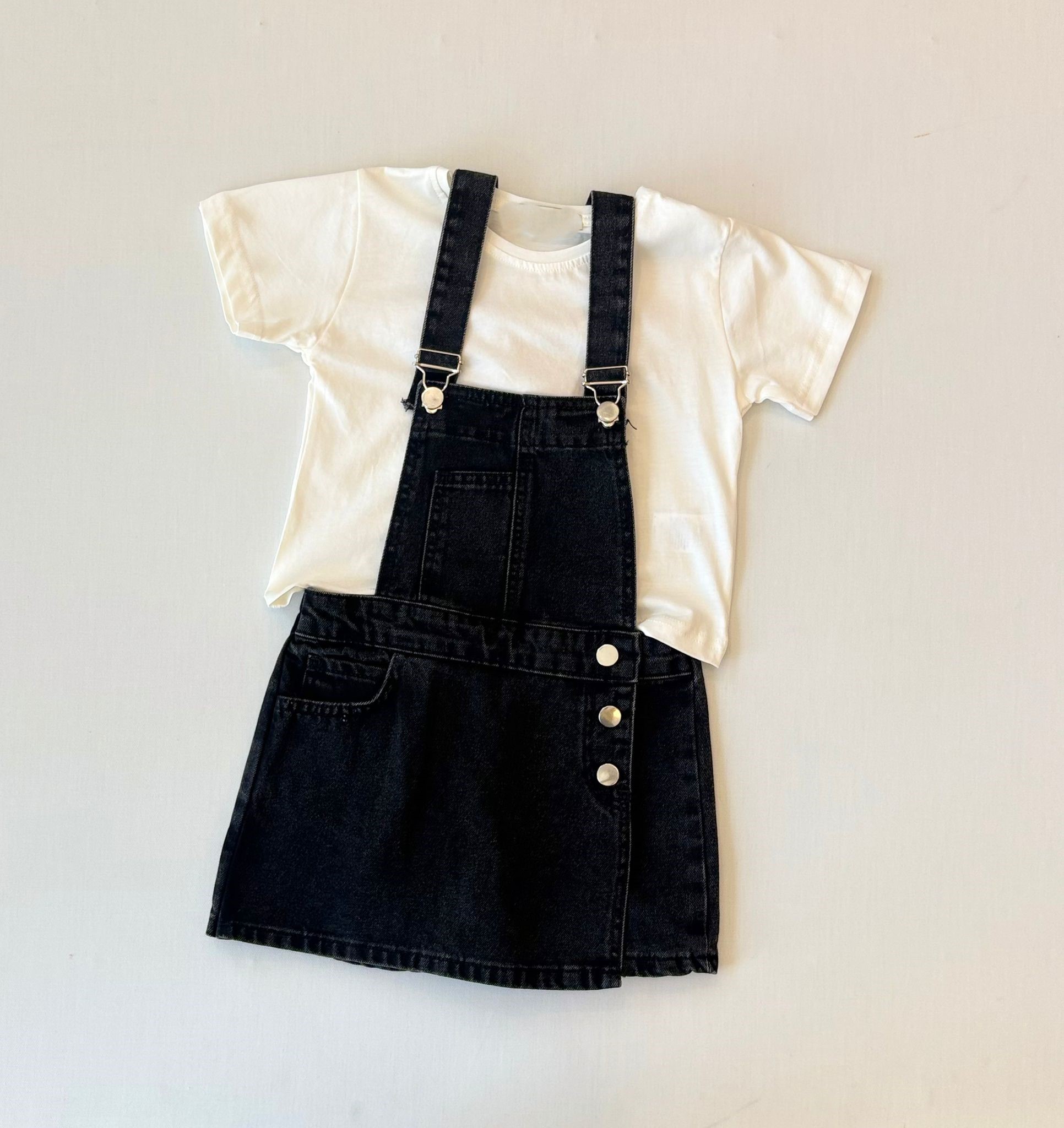 Kız Çocuk Denim Salopet Takım