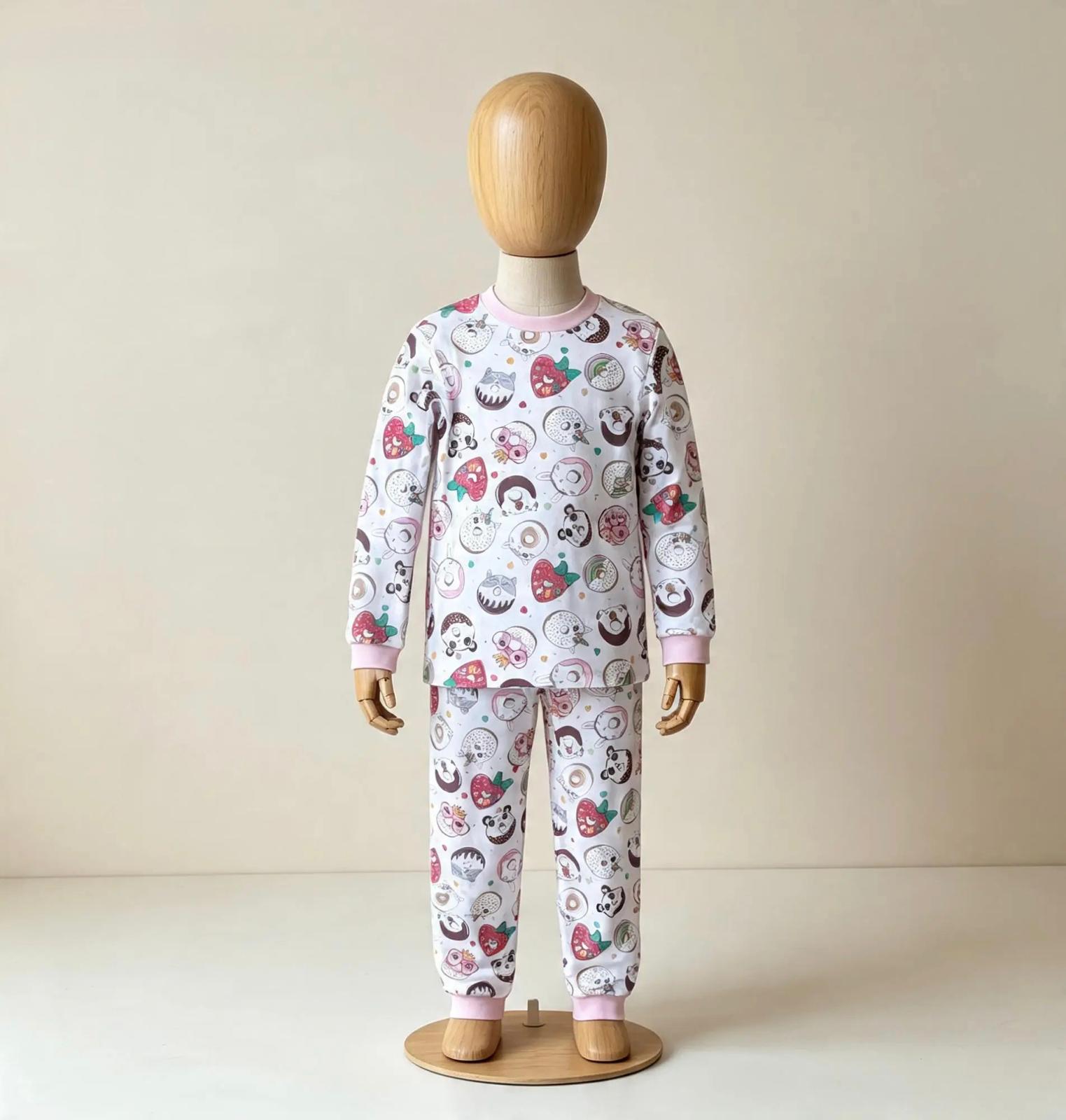 Kız Çocuk Donut Desenli Pijama