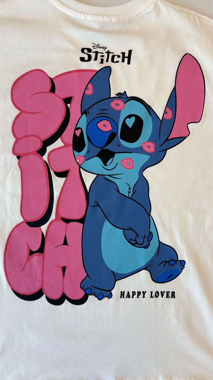 Kız Çocuk Sırt Baskılı Stitch Tişört görsel 4