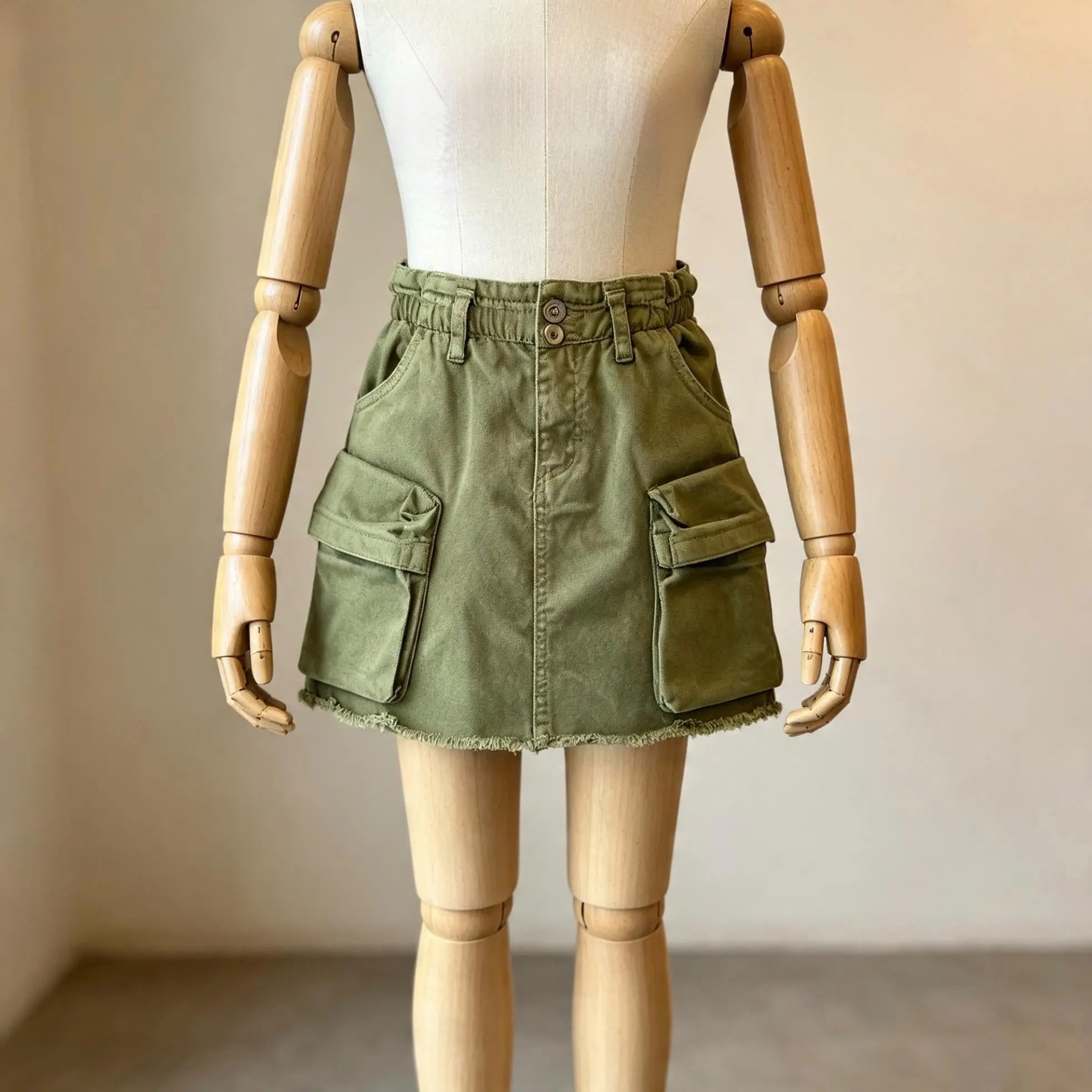 Kargo Cepli Denim Etek