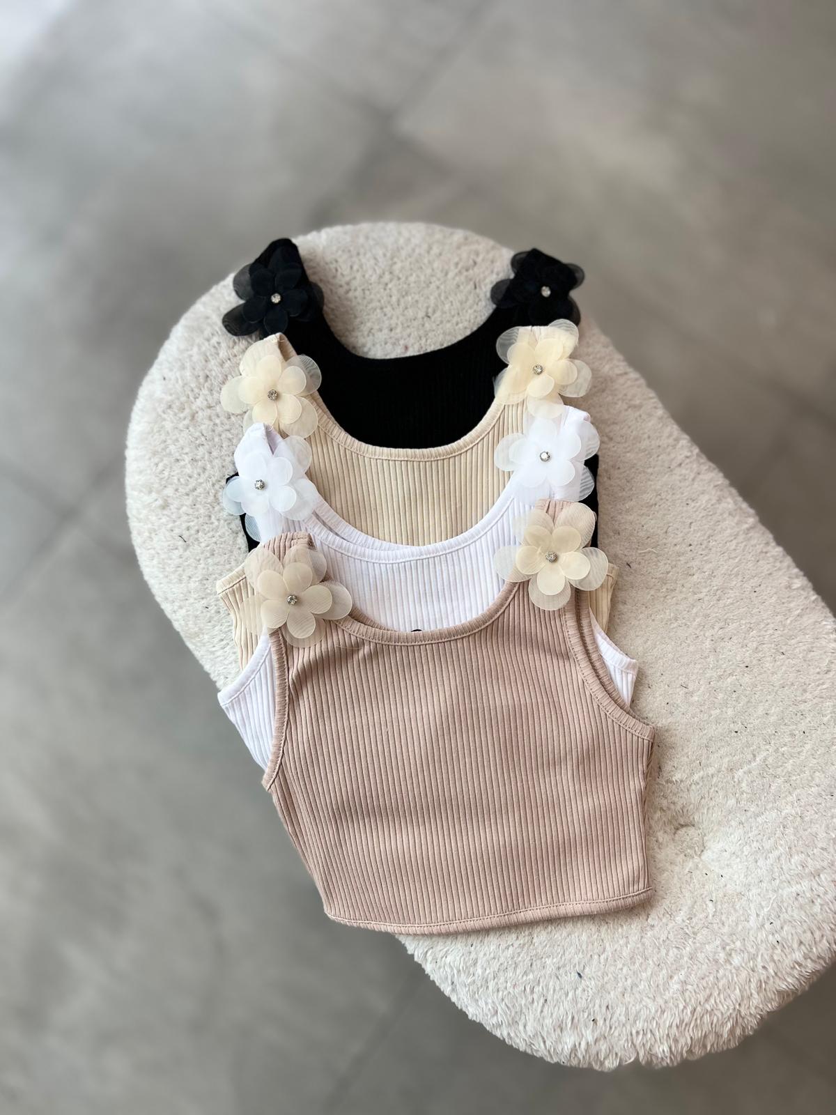 Fitilli Çiçekli Crop Top görsel 3