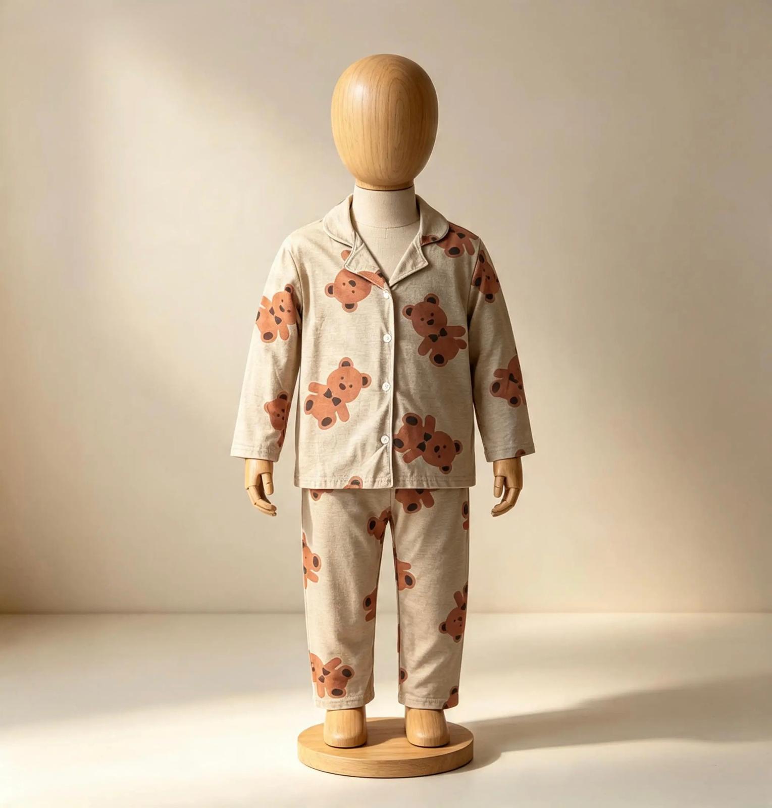 Erkek Çocuk Ayıcıklı Düğmeli Pijama