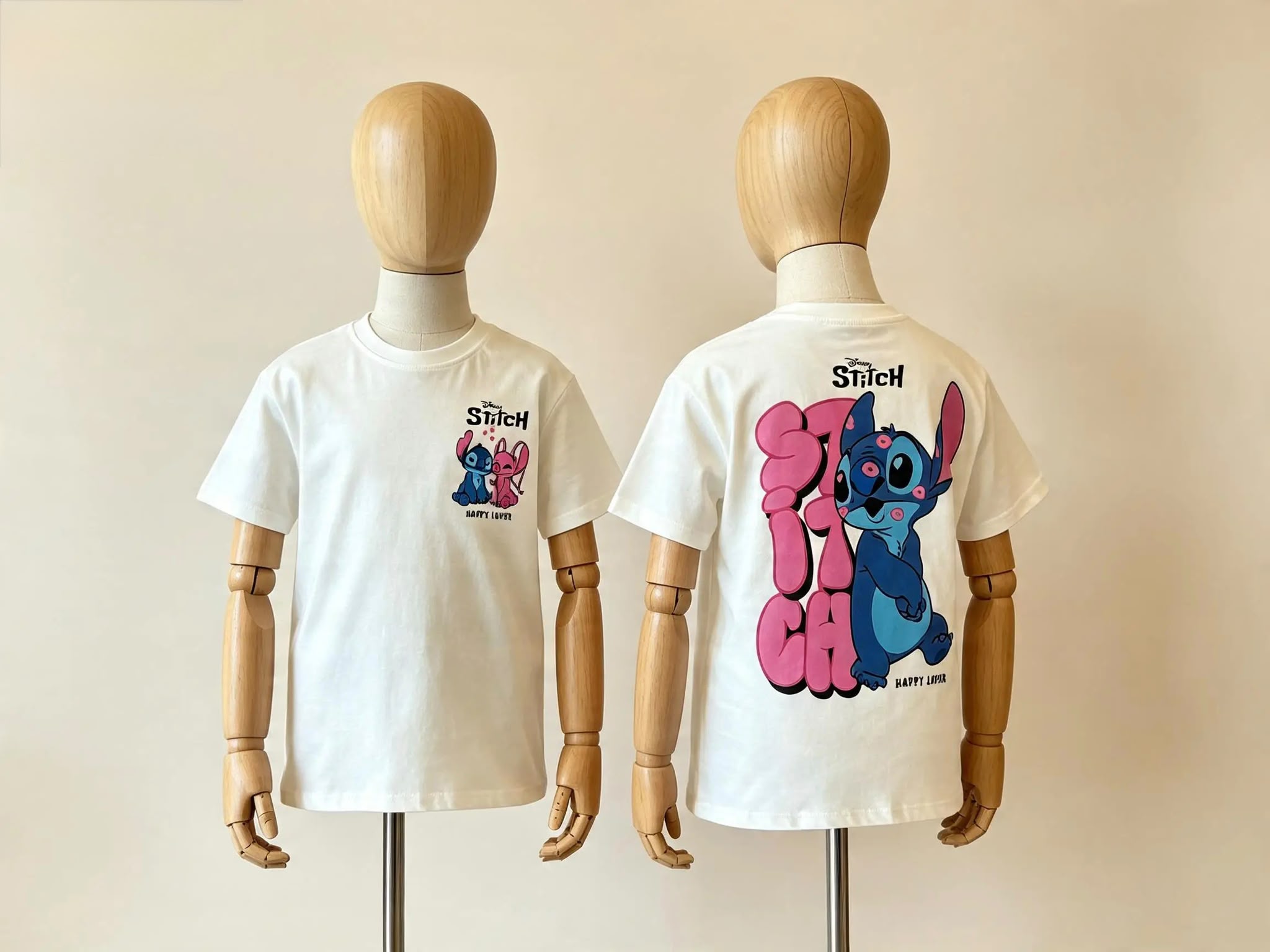 Kız Çocuk Sırt Baskılı Stitch Tişört