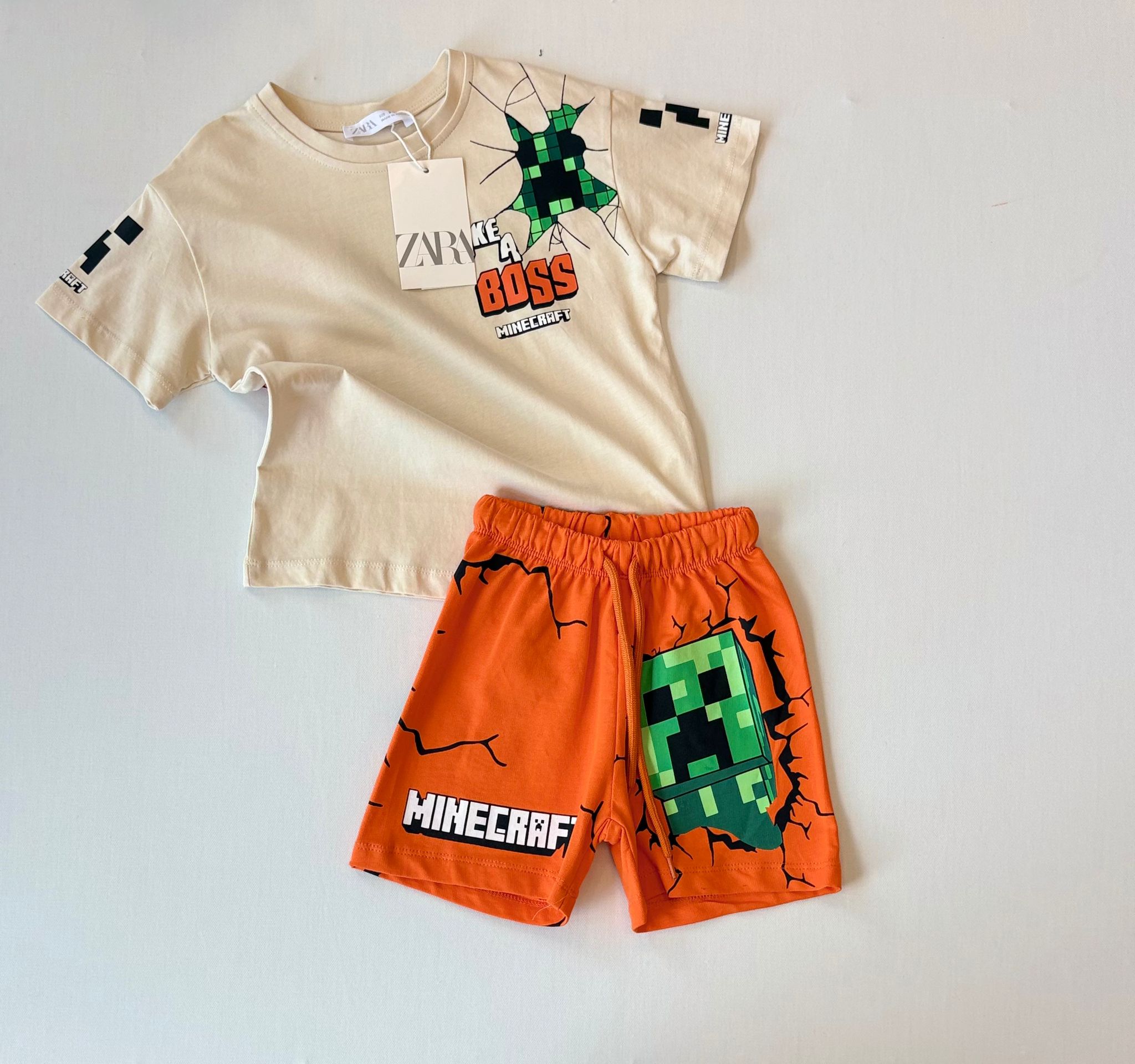 Erkek Çocuk Mıne Craft Şort Takım