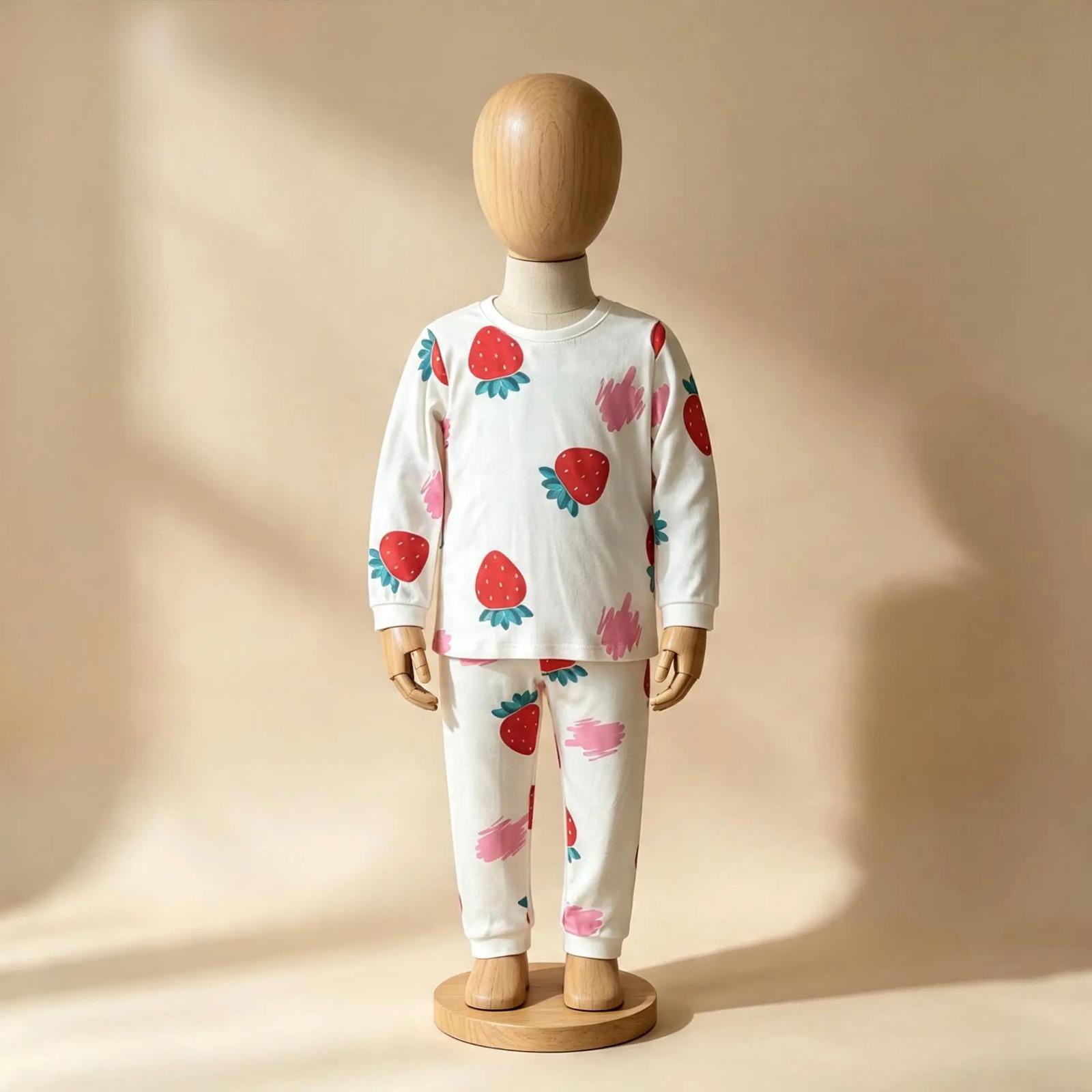 Kız Çocuk Çilek Desenli Pijama