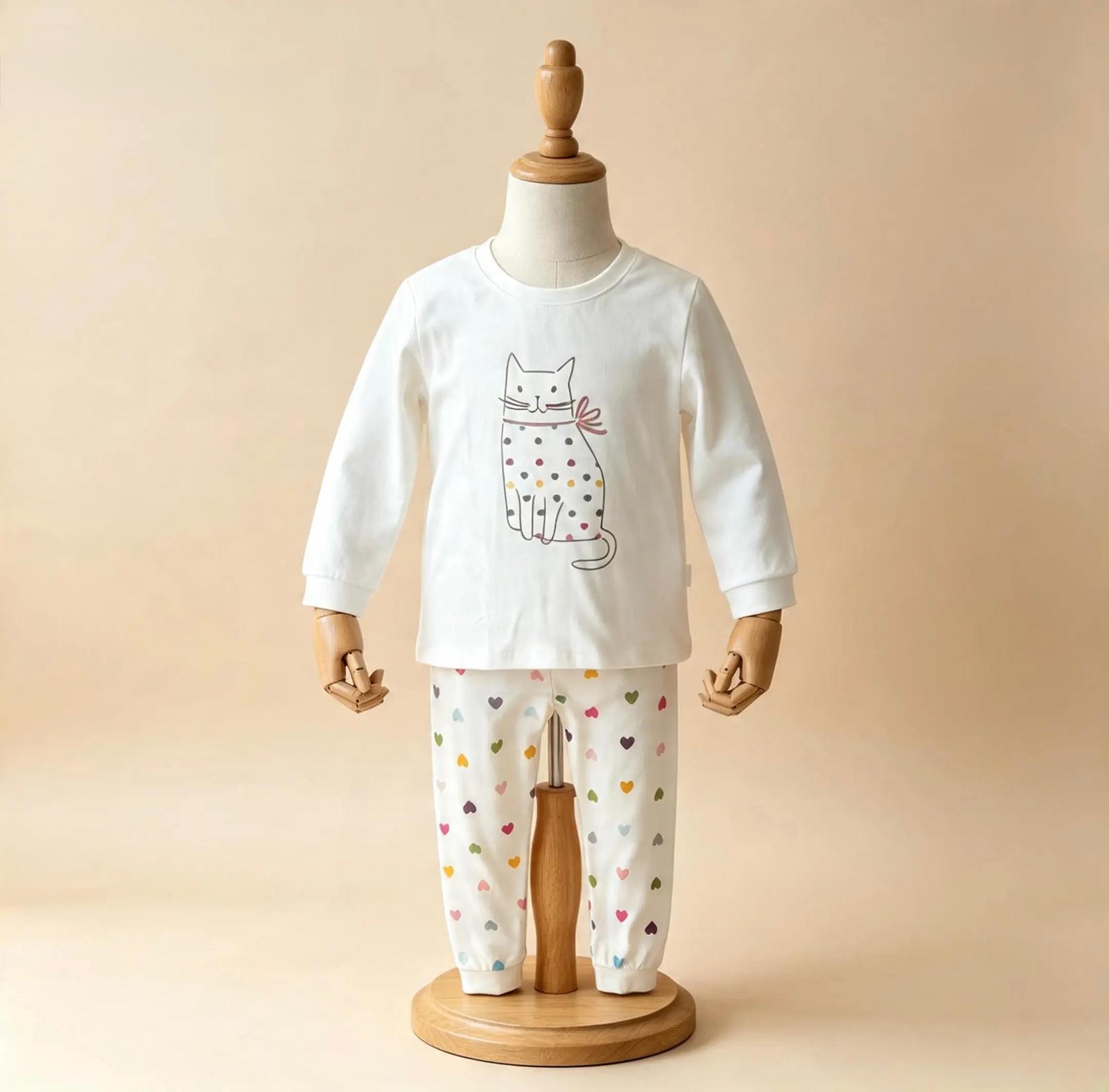 Kız Çocuk Kedi Desenli Pijama