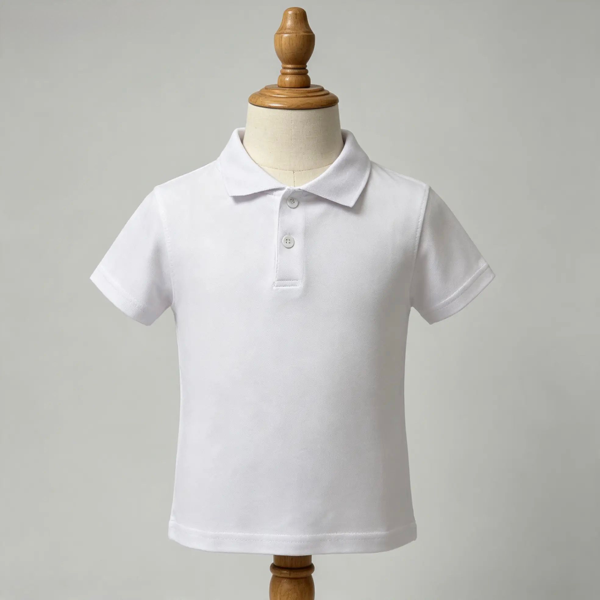 Unisex Beyaz Kısa Kollu Yakalı Tişört